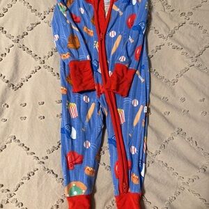Little Sleepies Blue and Red Kids Baseball One Piece 0-3m